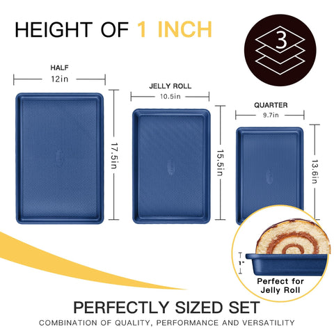 HONGBAKE 17-5x12 inch cookie sheet in dark blue for large bakes.