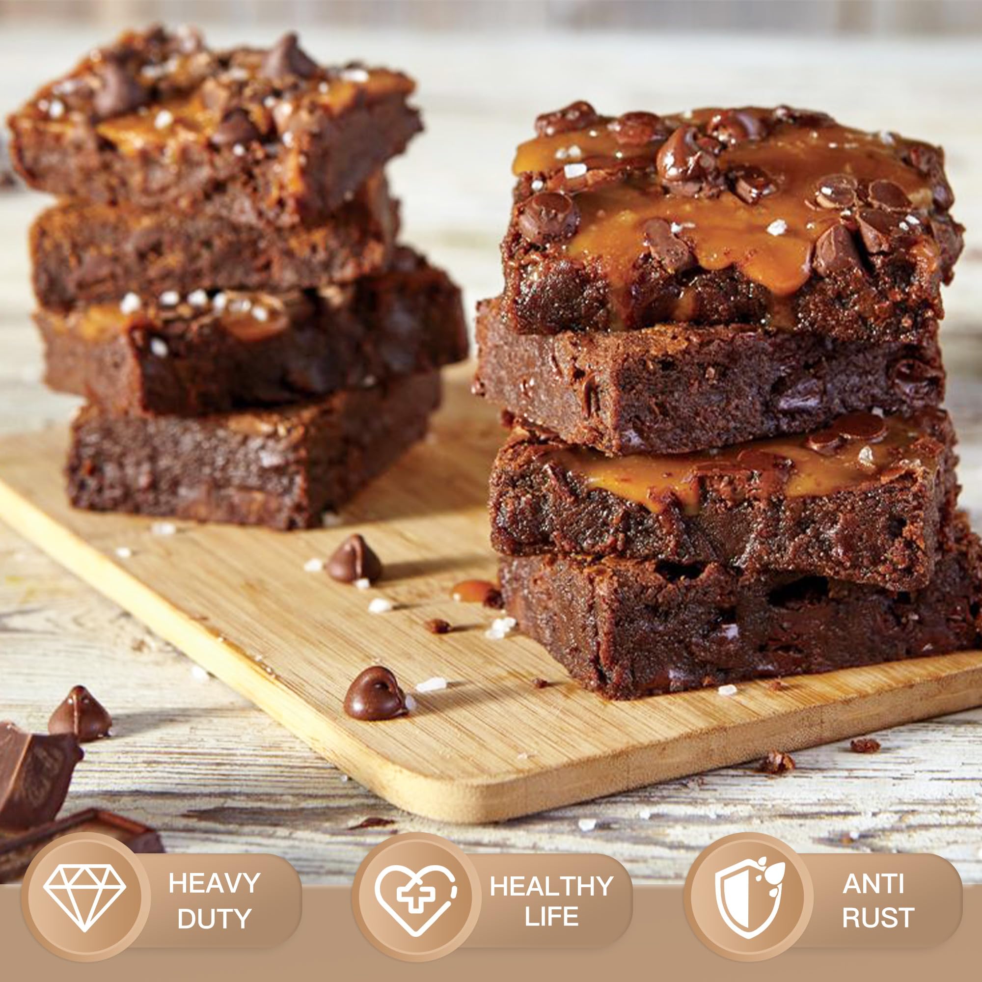 HONGBAKE 8x8 pan interior dimensions show ample bake space for brownies.