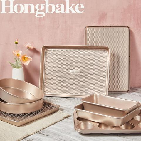 HONGBAKE 9-piece bakeware collection offering versatile pans for beginners and beyond.