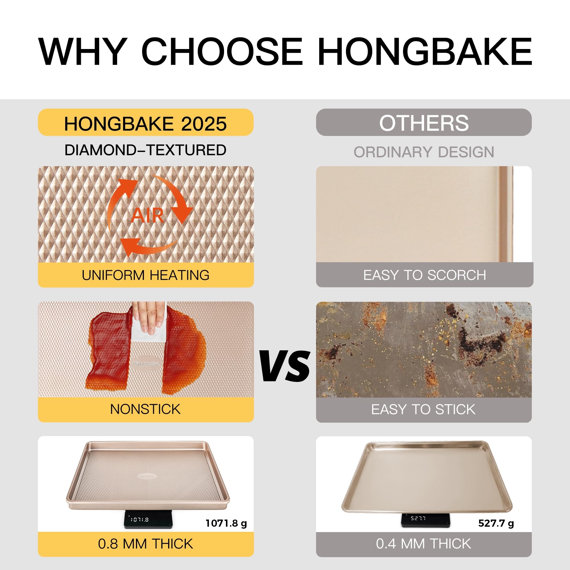 HONGBAKE champagne gold finish adds elegant table appeal while cooking.