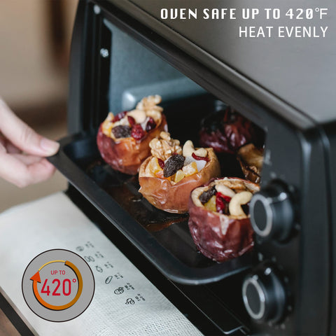HONGBAKE dark gray bakeware adds modern table appeal for serving baked goods.