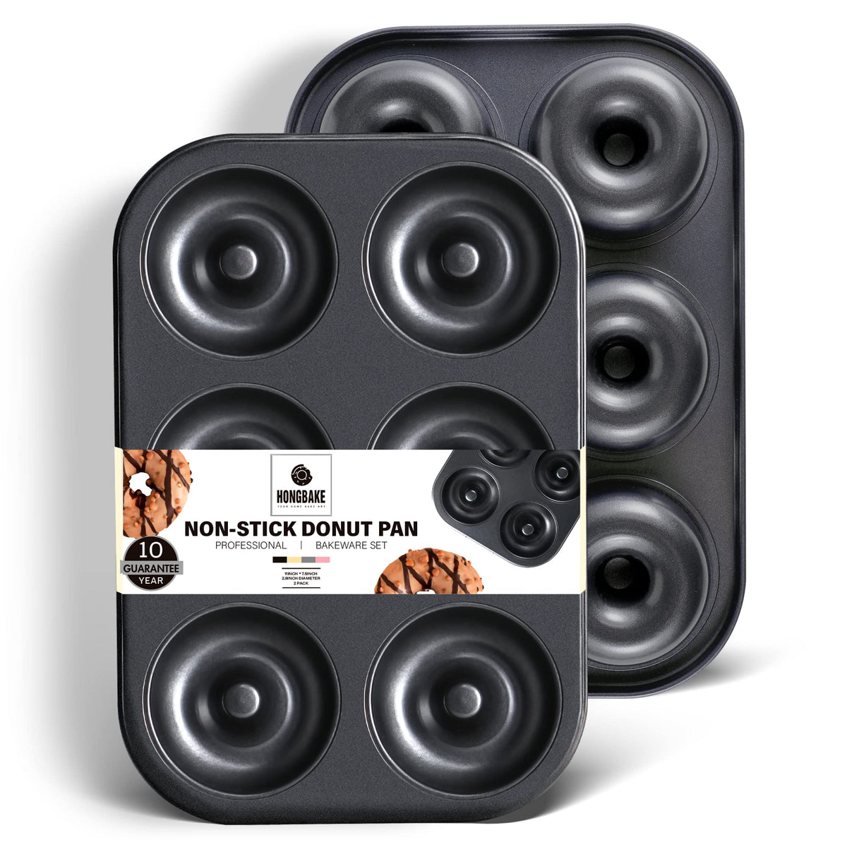 HONGBAKE donut pan with deepened holes for classic donuts, evenly baked