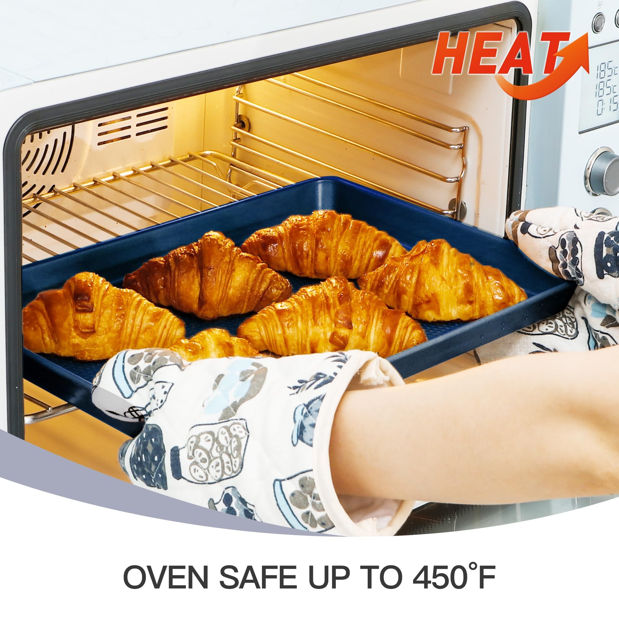 HONGBAKE dark blue baking set enhances kitchen presentation and performance.