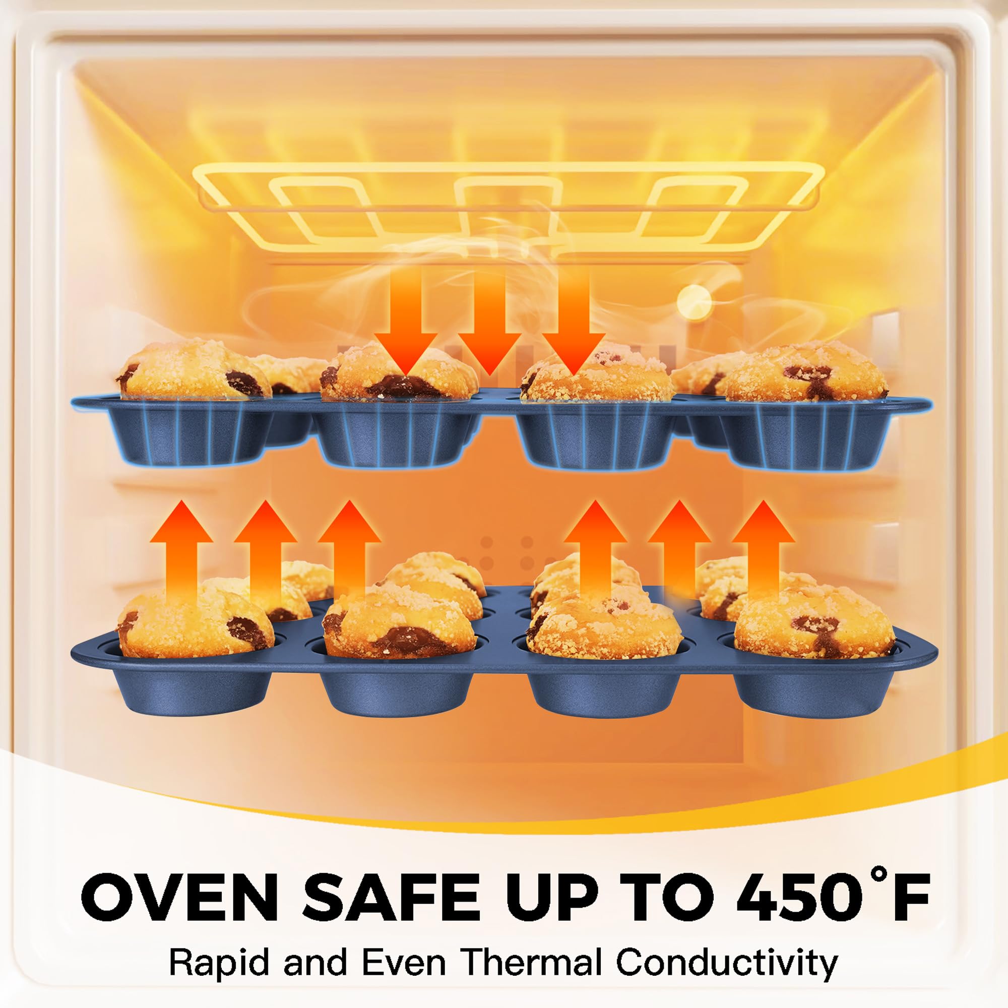 HONGBAKE rack and muffin pan included for cooling and breakfasts.