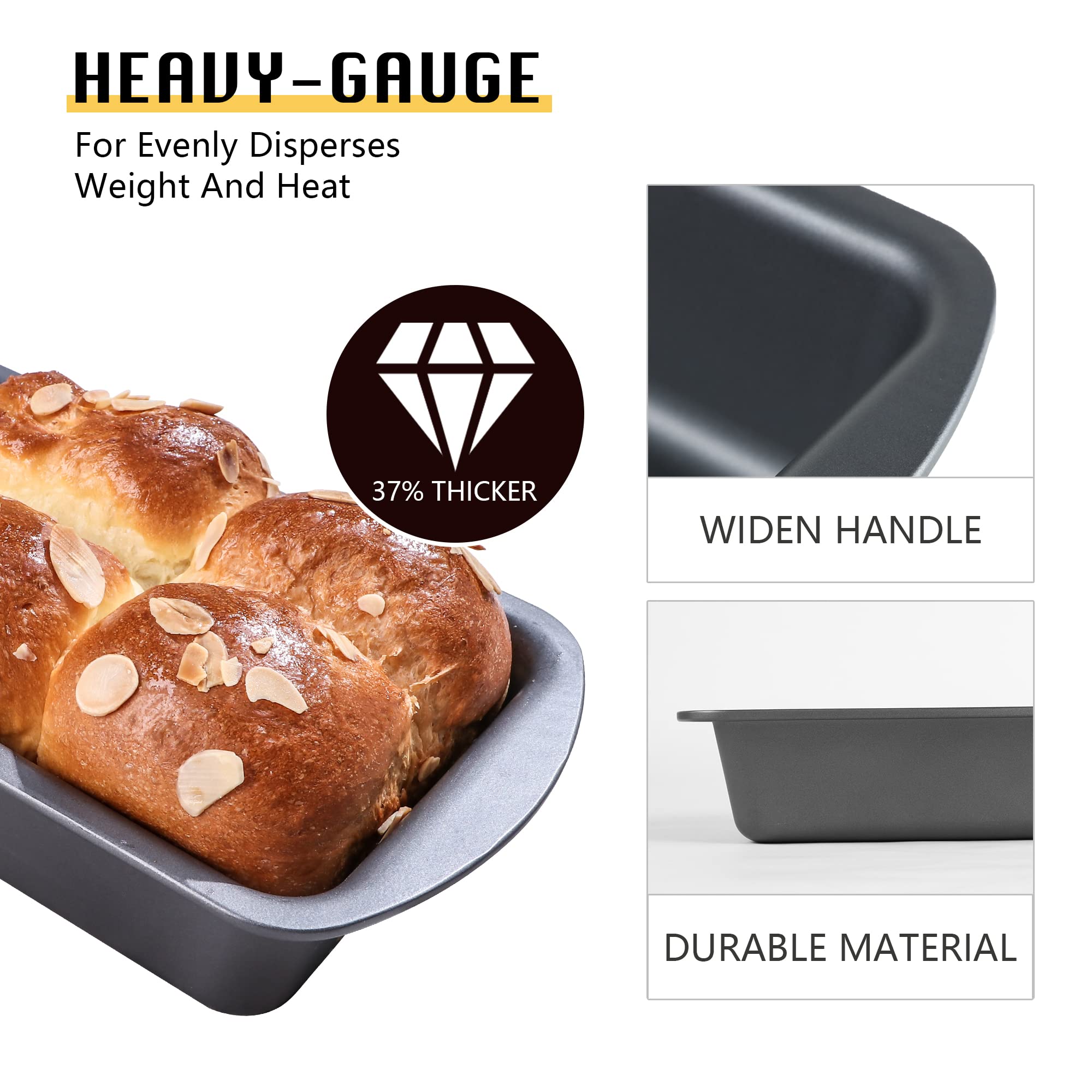 HONGBAKE set of three loaf pans for batch baking versatility.