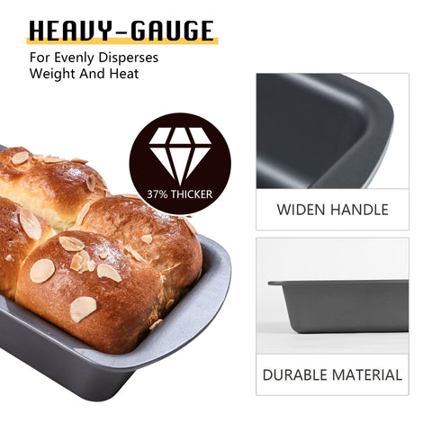 HONGBAKE set of three loaf pans for batch baking versatility.
