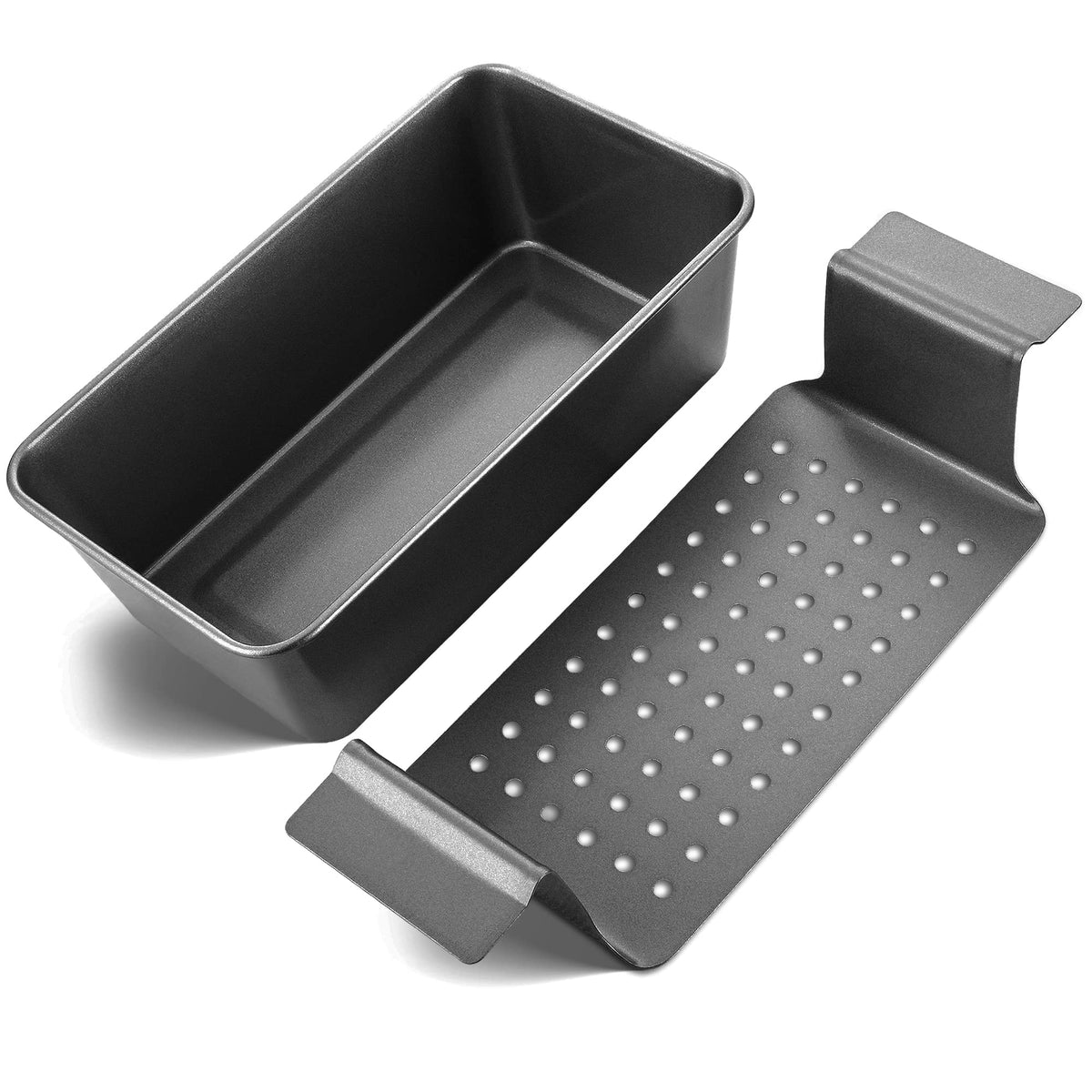 HONGBAKE meatloaf pan with drain-tray for healthier cooking and easy cleanup.