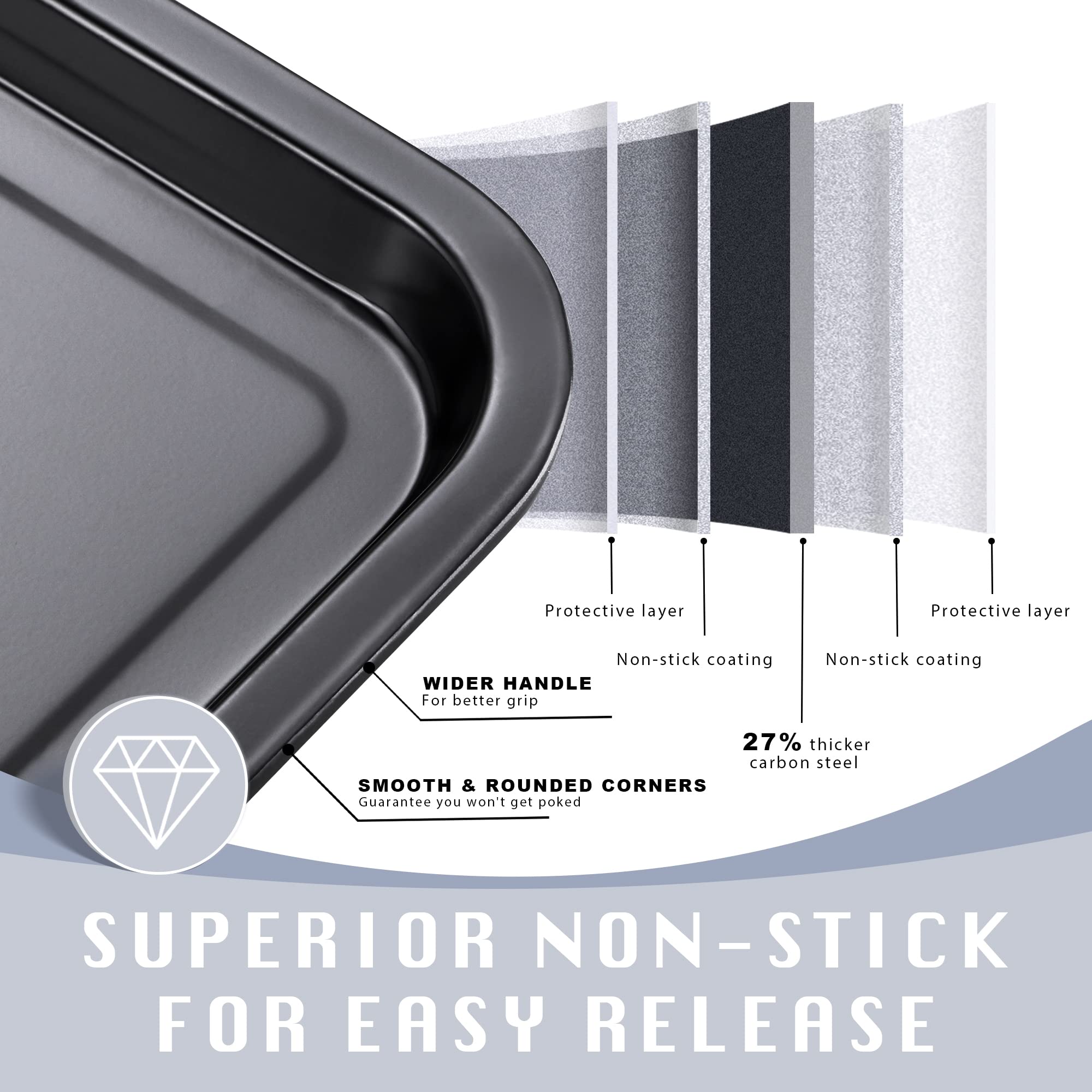 HONGBAKE nonstick coating is free of PFOA, BPA, and PTFE for easy release.