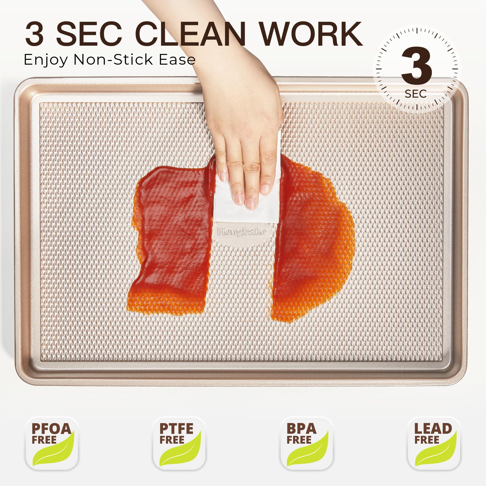 HONGBAKE nonstick coating provides easy release and simple cleanup.