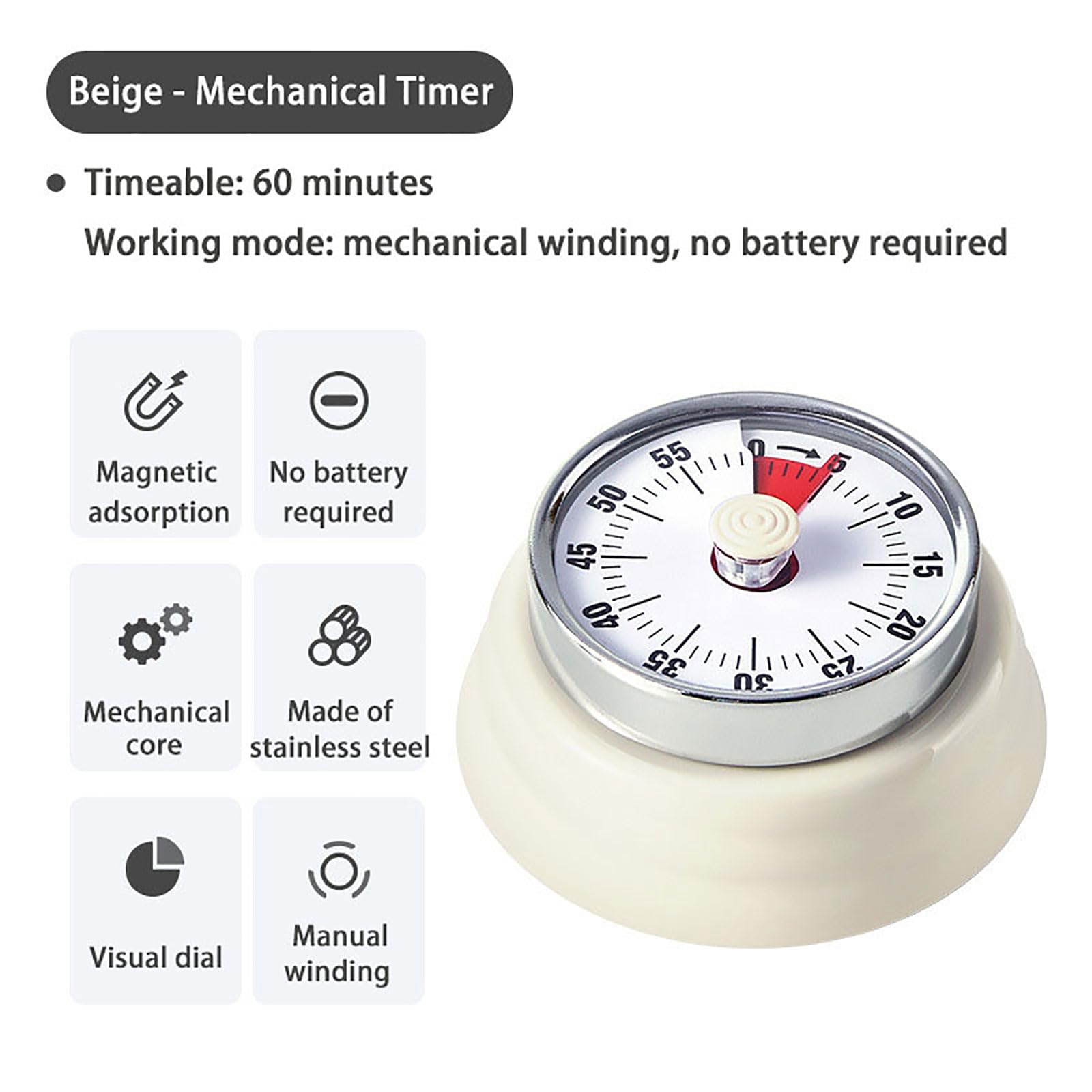 Hongjie vintage timer magnetic back securely attaches to metal surfaces