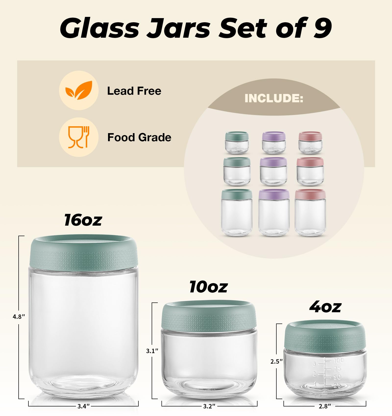 Hongqu US 9 pack 10oz jar suitable for snacks and portions.