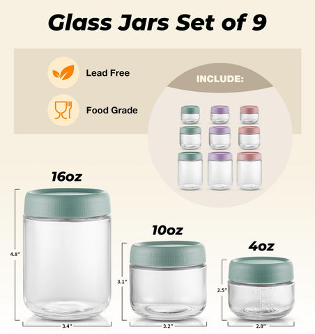 Hongqu US 9 pack 10oz jar suitable for snacks and portions.