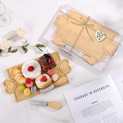 Hongsane heart-shaped bamboo cheese boards add elegant party serving