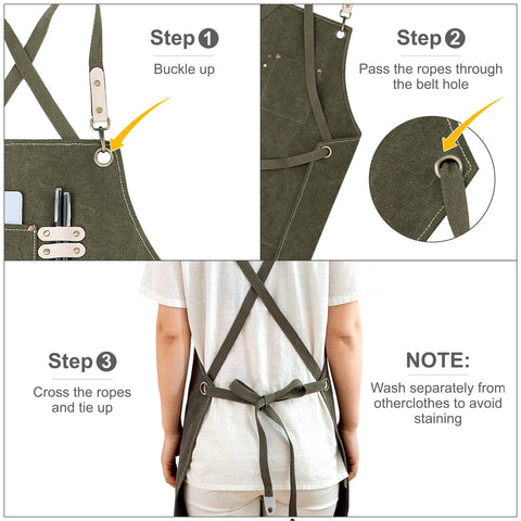 Hongsome Art Apron green cotton canvas texture emphasizes durability