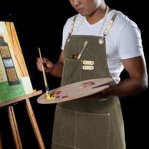 Hongsome Art Apron green pocket layout keeps brushes and tools organized