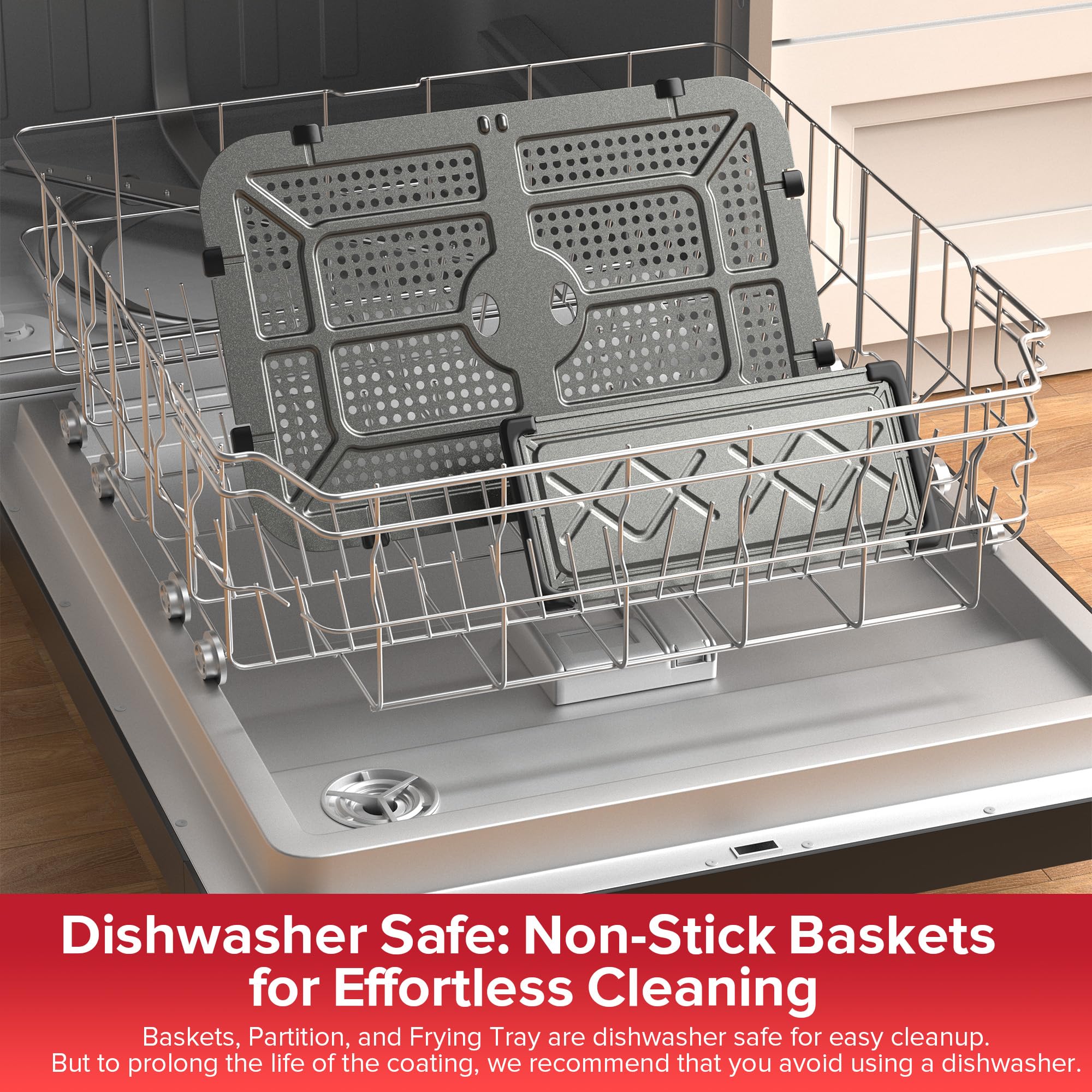 HoninJoy dishwasher-safe baskets and trays for easy post-cooking cleanup