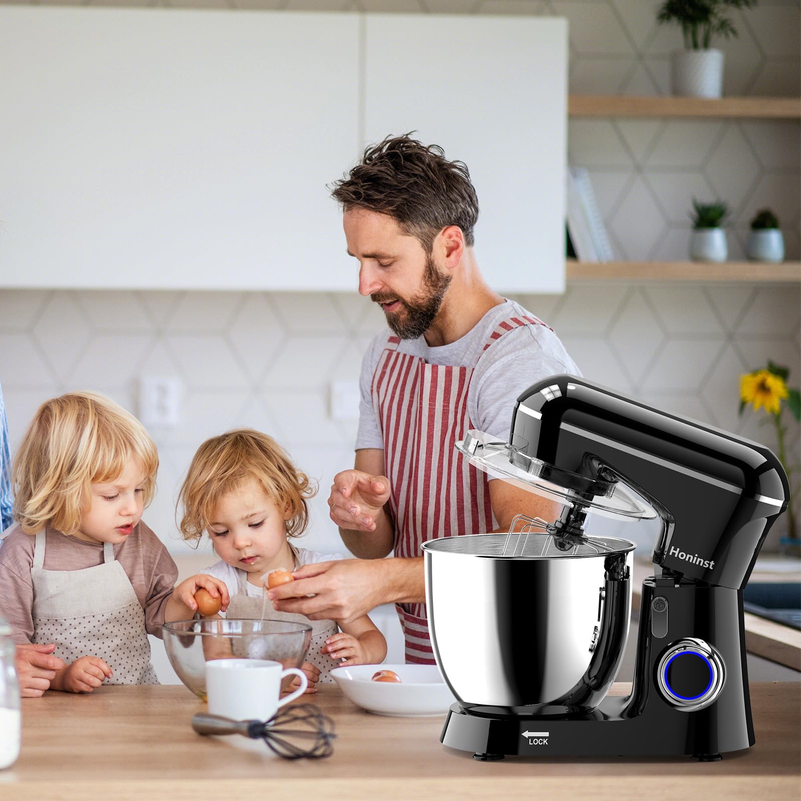 Honinst beater attachment blends batters evenly for cakes and pastries.