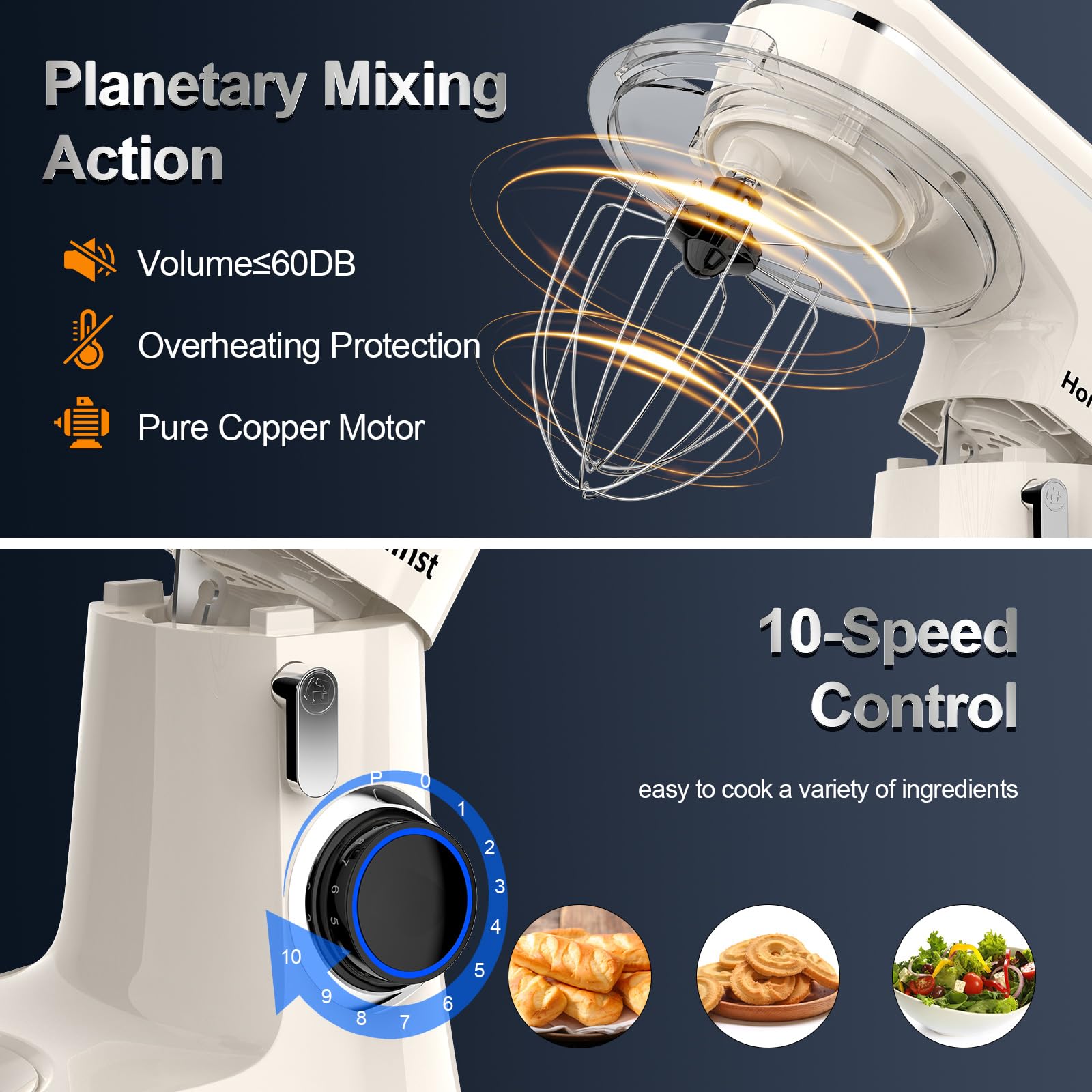 Honinst dough hook attachment kneads bread dough smoothly.