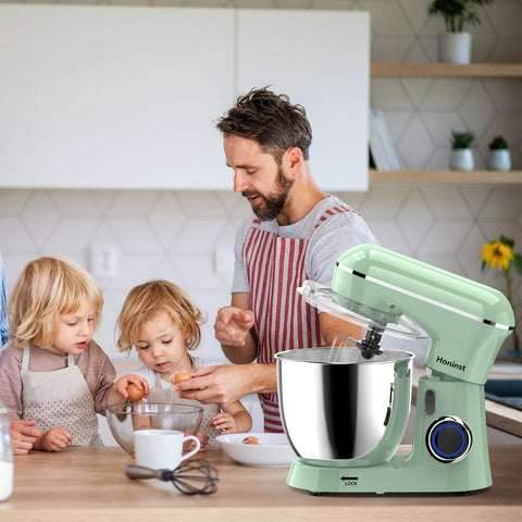 Honinst anti-slip feet stabilize operation on busy kitchen countertops.
