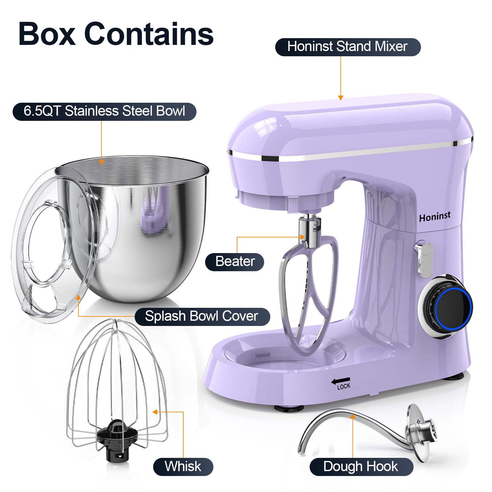 Honinst dough hook attachment for smooth bread dough mixing and kneading.