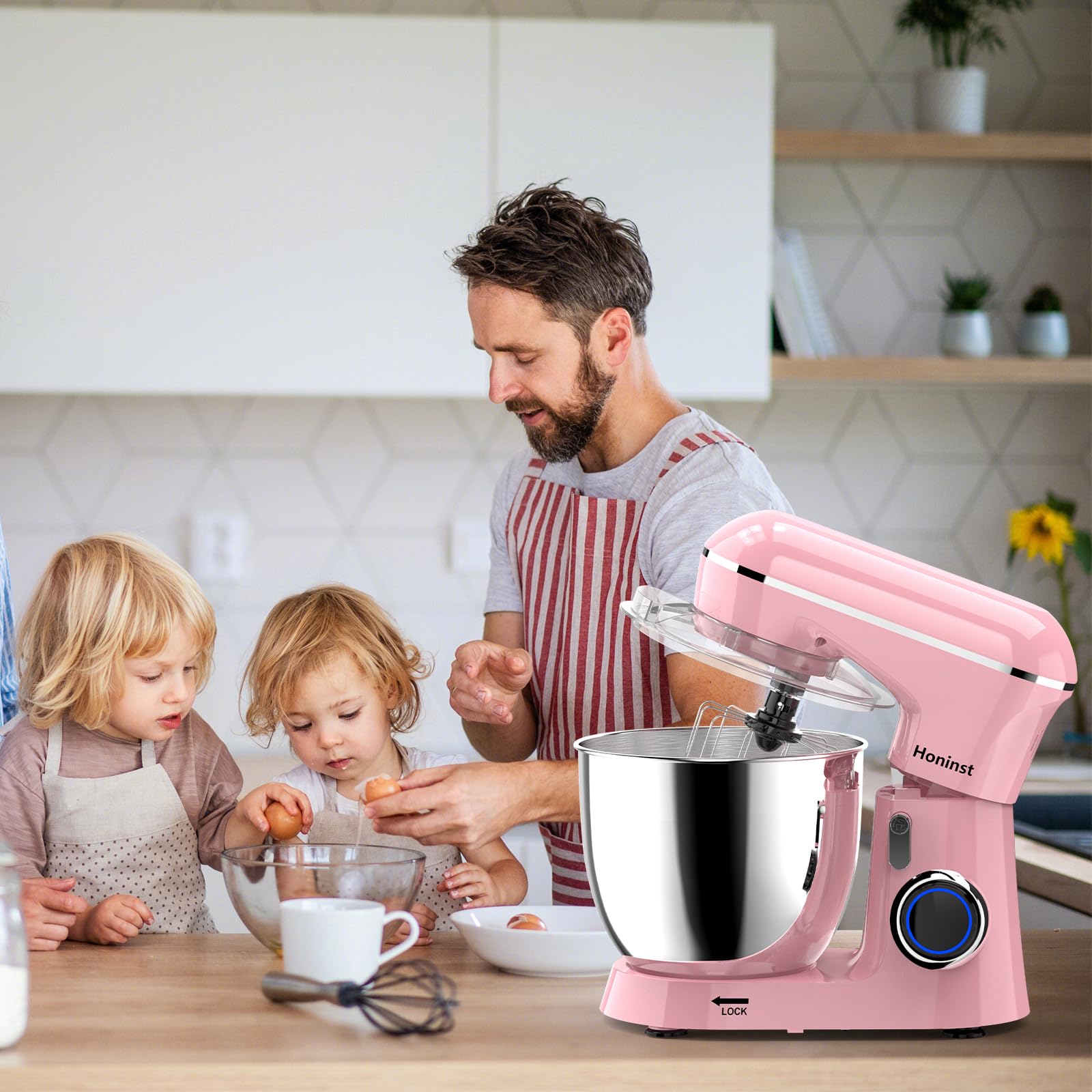 Honinst pink finish adds a stylish touch to your kitchen counter.