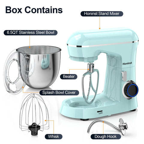 Honinst tilt-head design enables easy ingredient addition during mixing