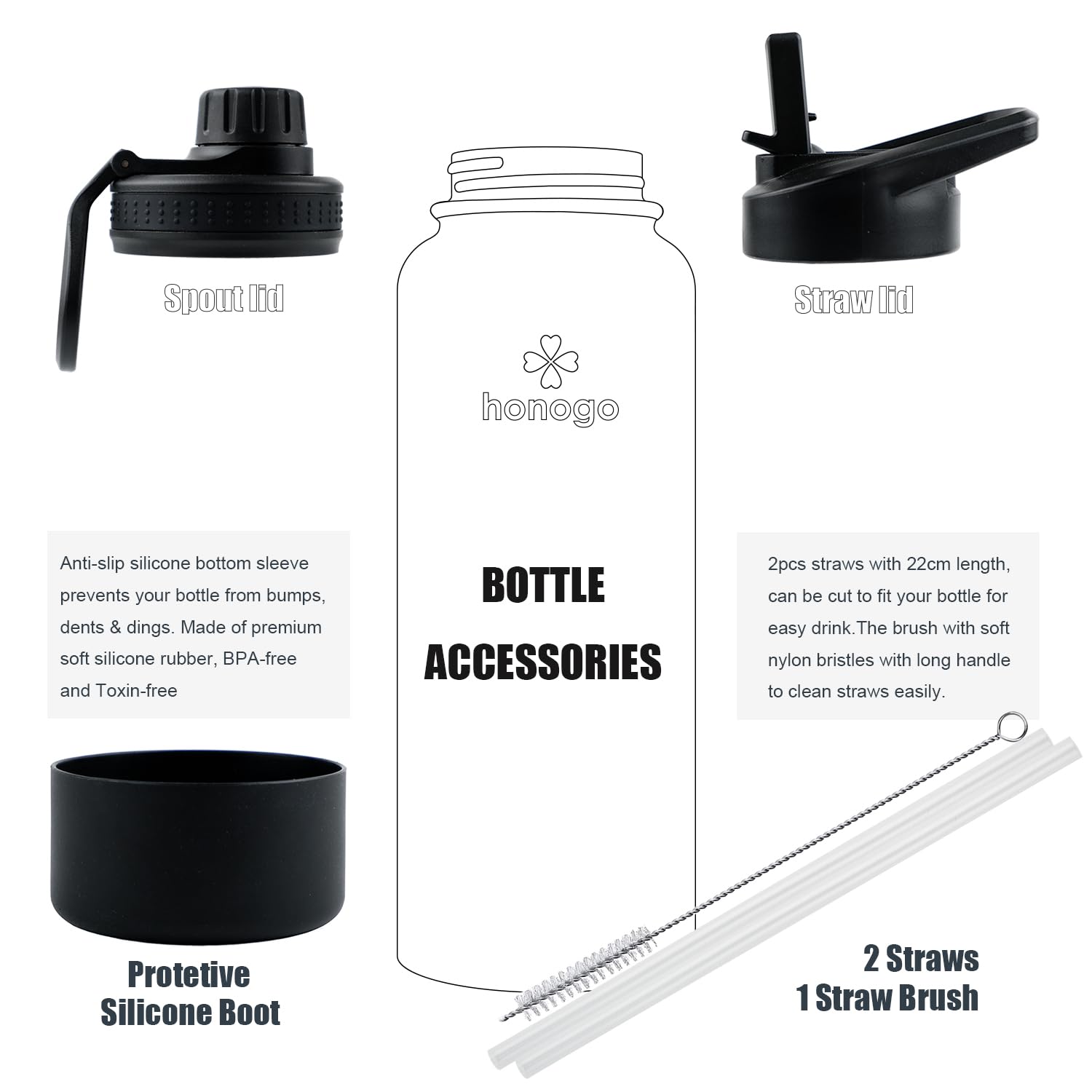 Honogo 40oz bottle silicone boot for added drop protection.