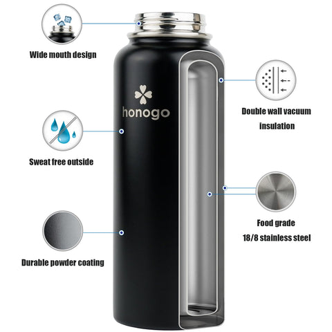 Honogo 40oz bottle spout lid for hot beverages during adventures.