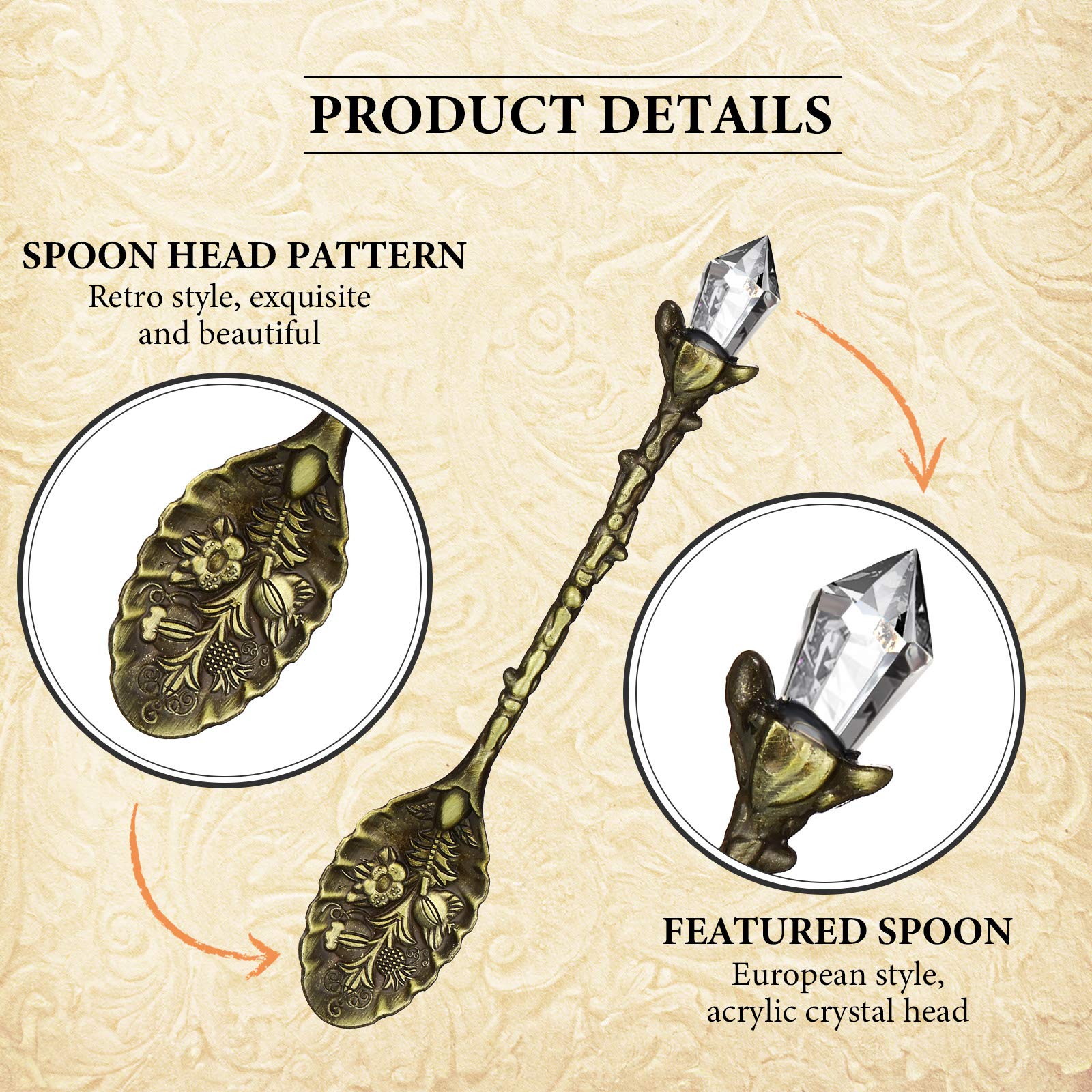 Honoson crystal-decorated retro coffee spoon adds vintage charm to tea time.