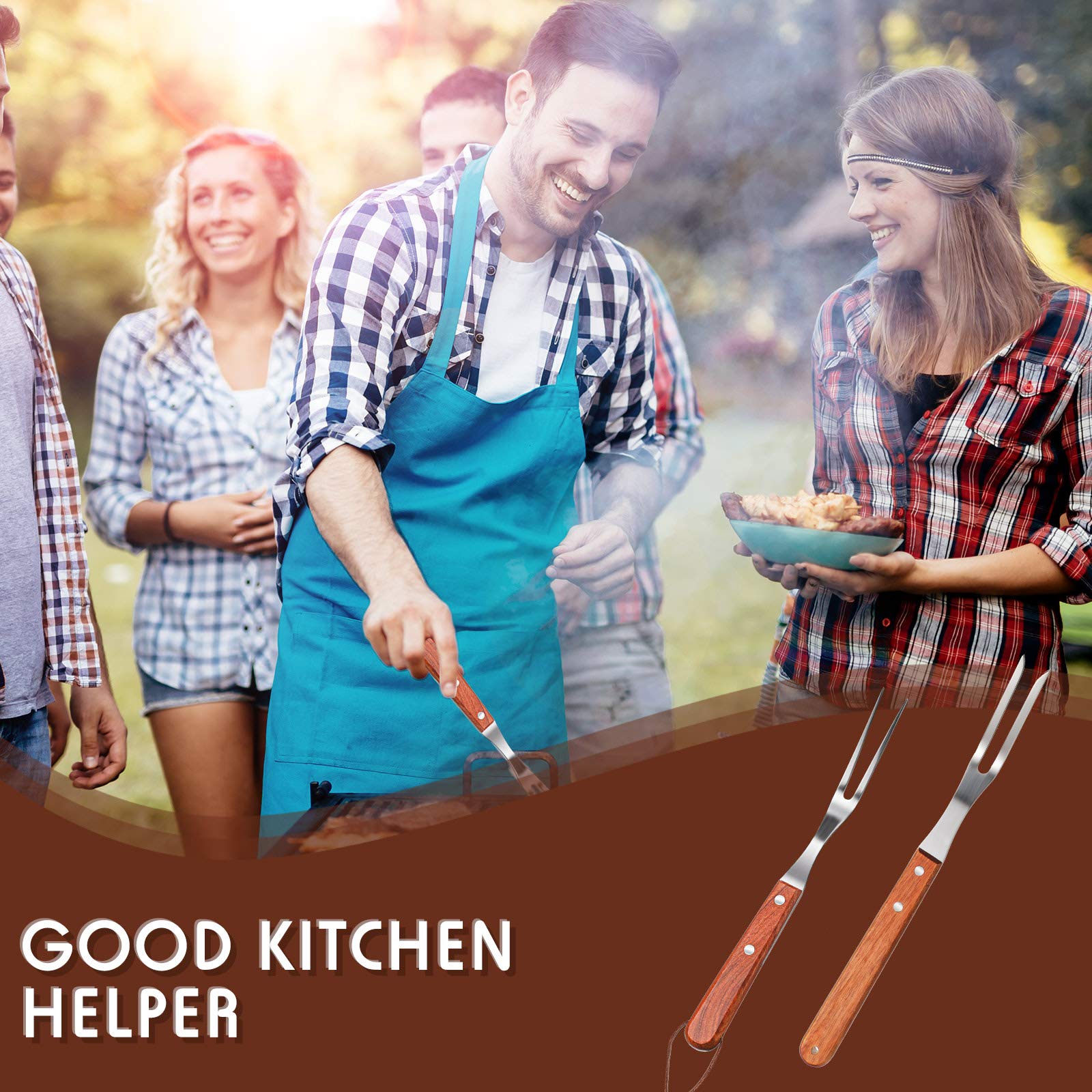 Honoson wooden-handle fork with ergonomic grip for steady carving.
