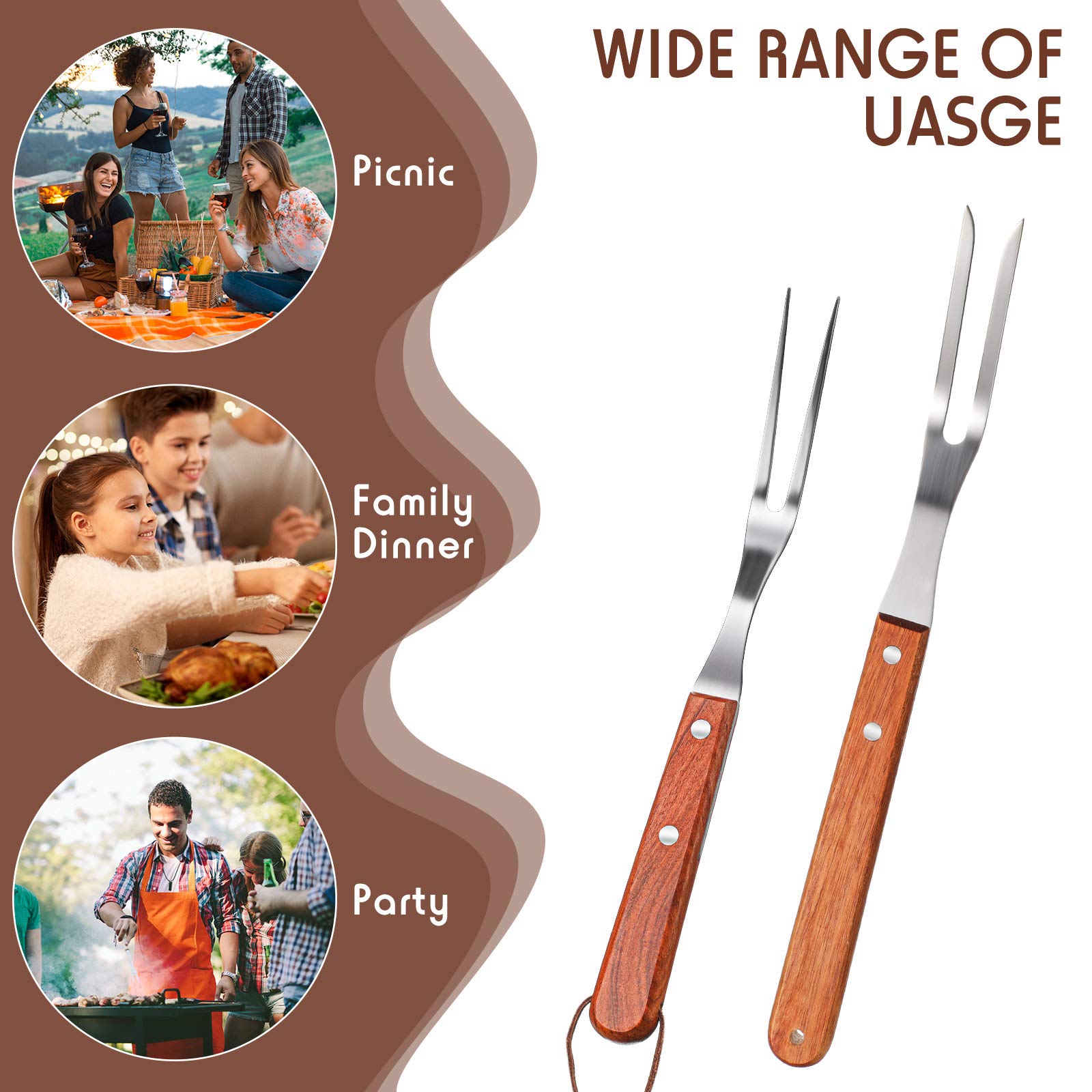 Honoson two-piece set offers versatile kitchen and barbecue carving options.