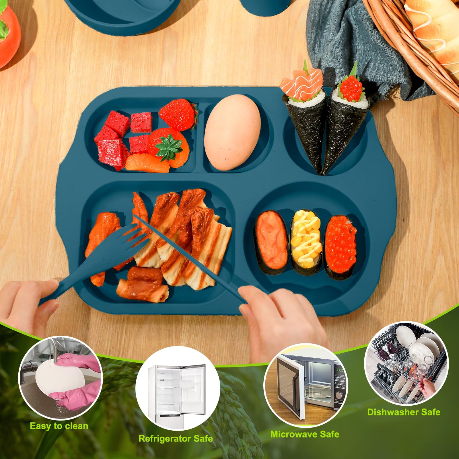 Honoson wheat straw bowls, stackable and travel-friendly for picnics.