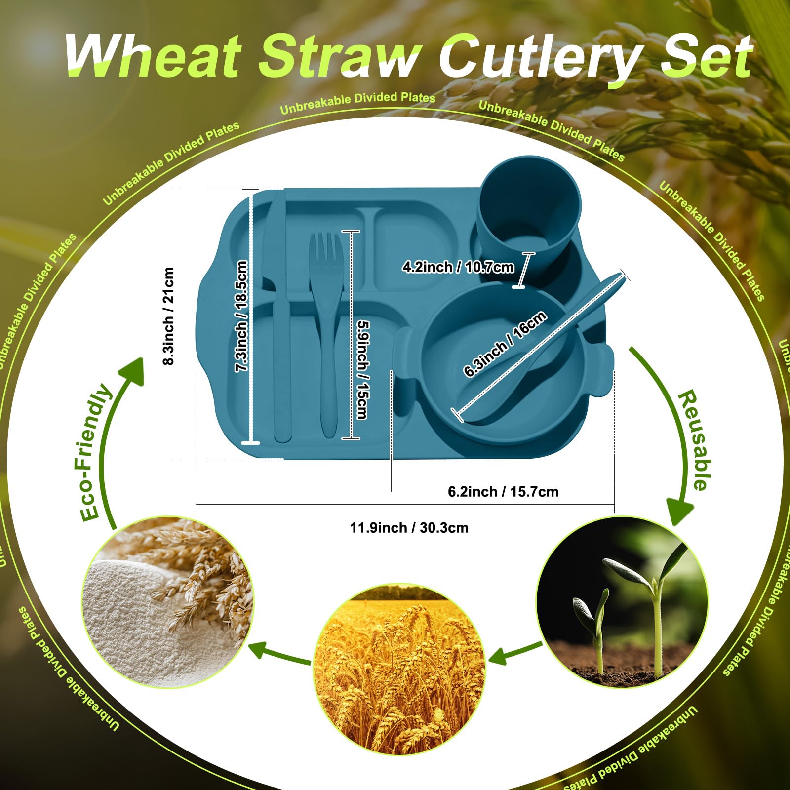 Honoson wheat straw knives, sturdy yet slim for comfy handling.