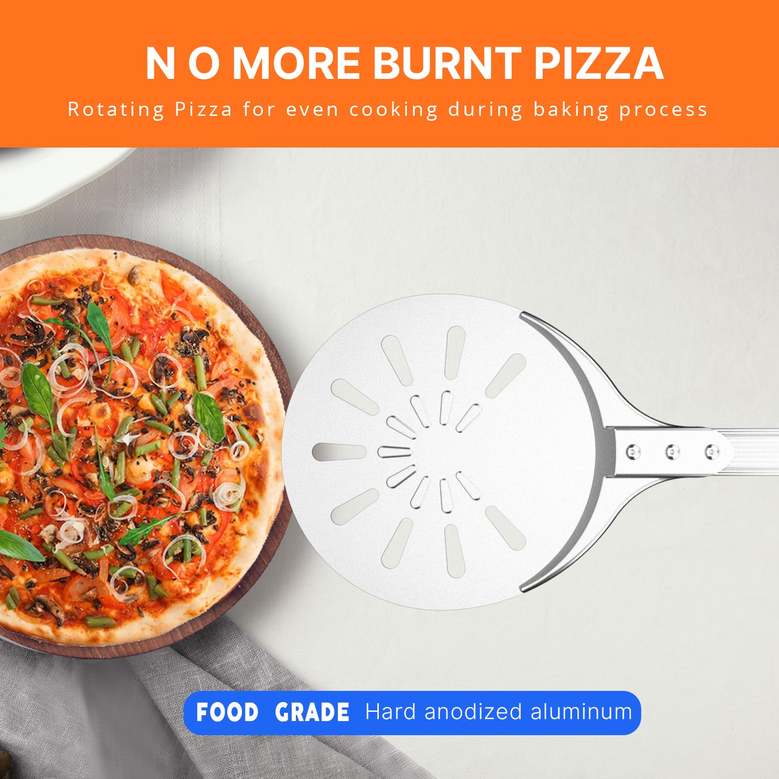 Honsdom long 24-8-inch handle keeps hands safe while turning pizza