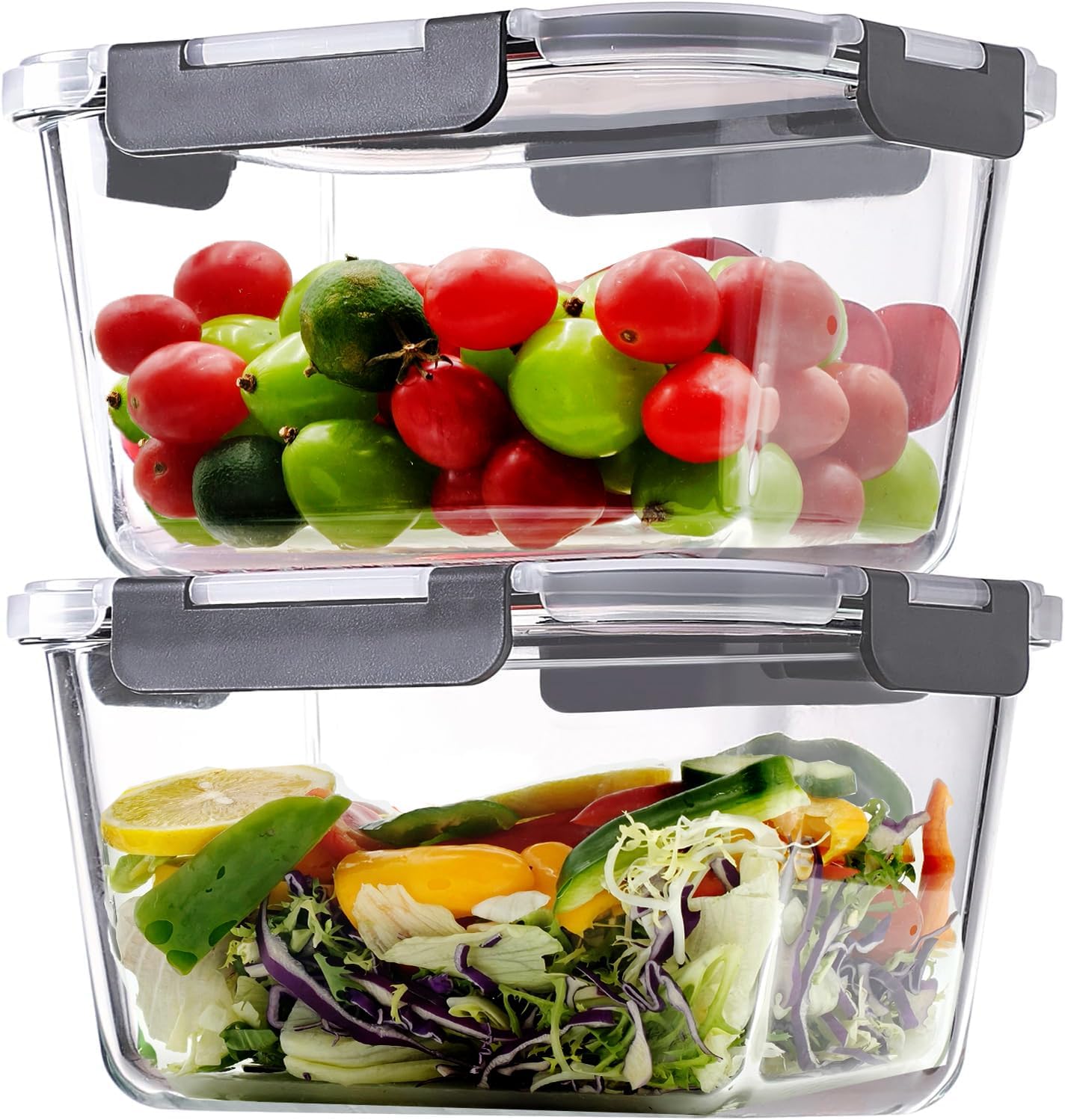 Hontent 2-pack 85oz container with lids for meal prep and freshness.
