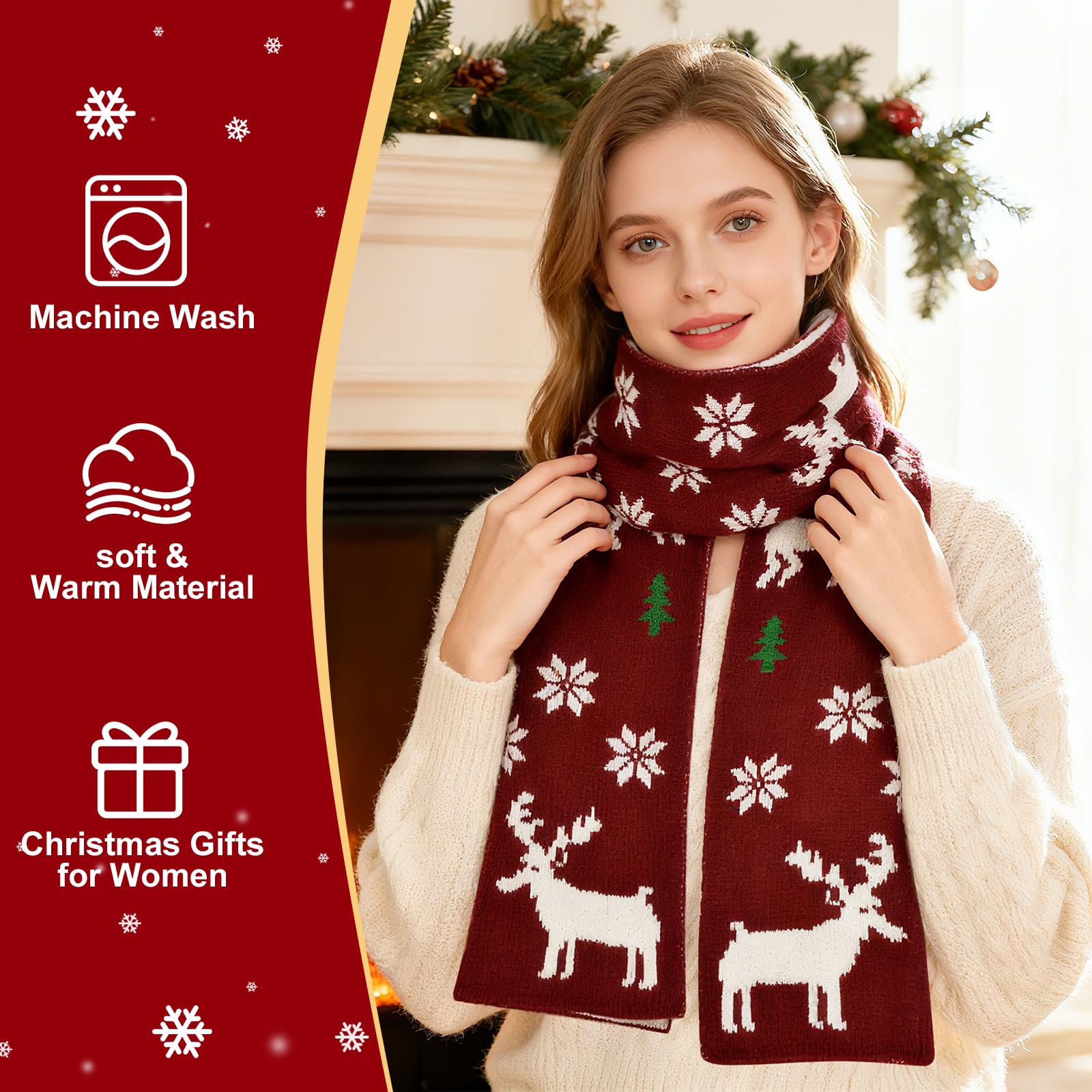 Honxicur Christmas gift set scarf adds cozy style for winter outings.