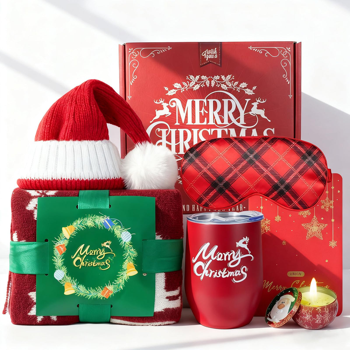 Honxicur Christmas gift set tumbler 12oz with double-wall insulation for on-the-go warmth.