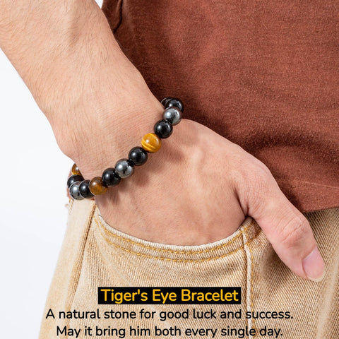 Honxicur men's bracelet with natural stone beads