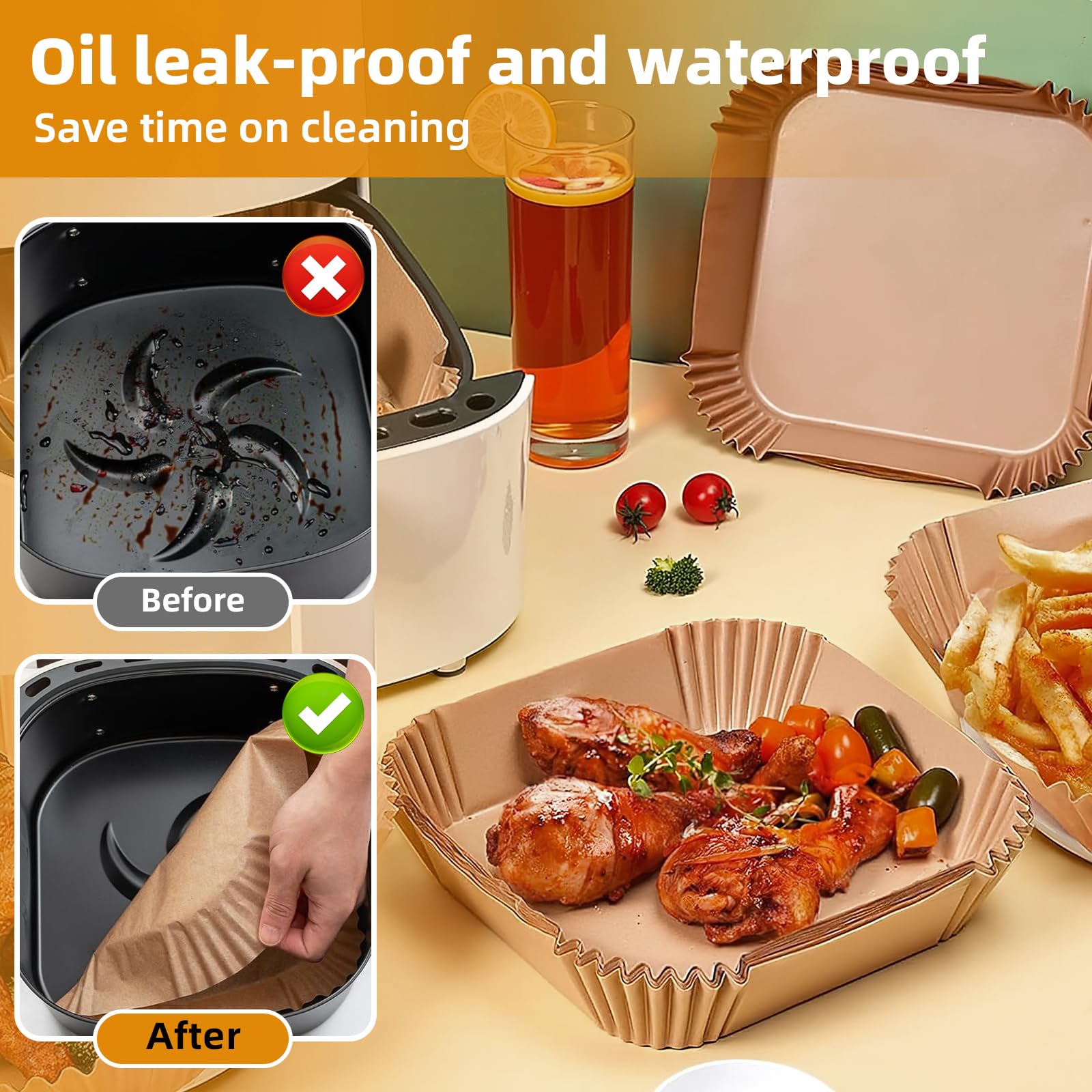 HONYAO thickened 40gsm liner reduces grease residue during air frying