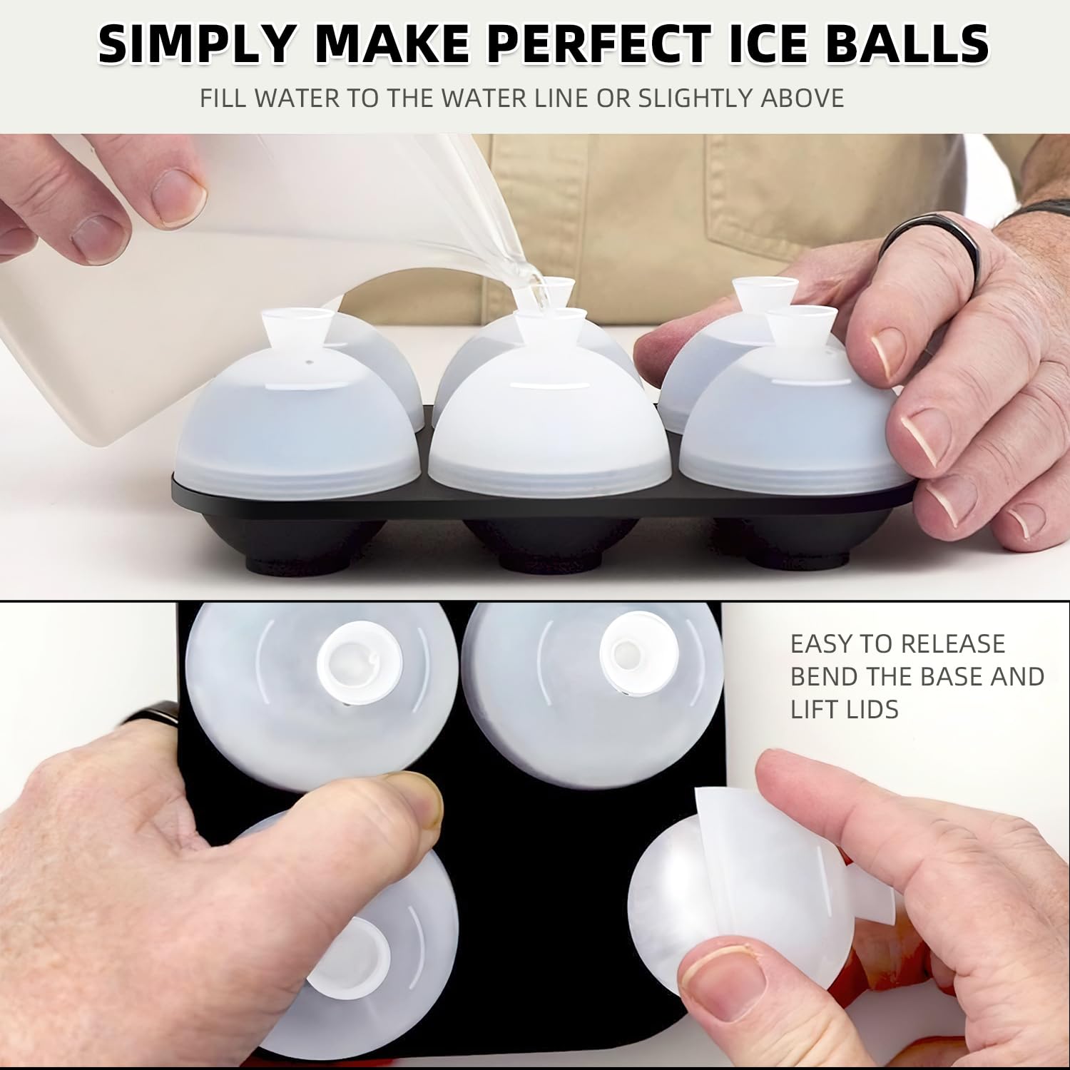 HONYAO ice ball mold transparent lid with water line for precise filling