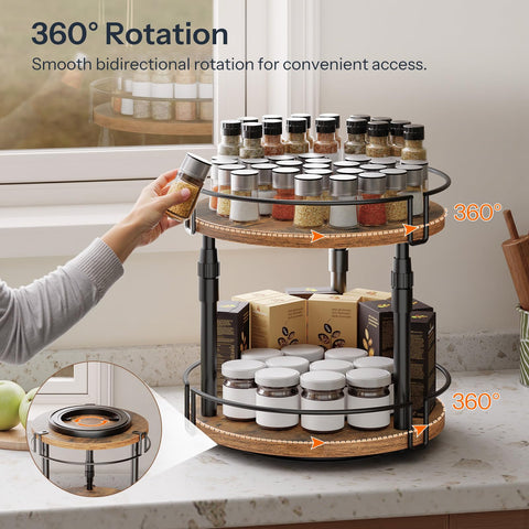 HOOBRO 2-tier height adjustable tray ready for tall bottles and short jars