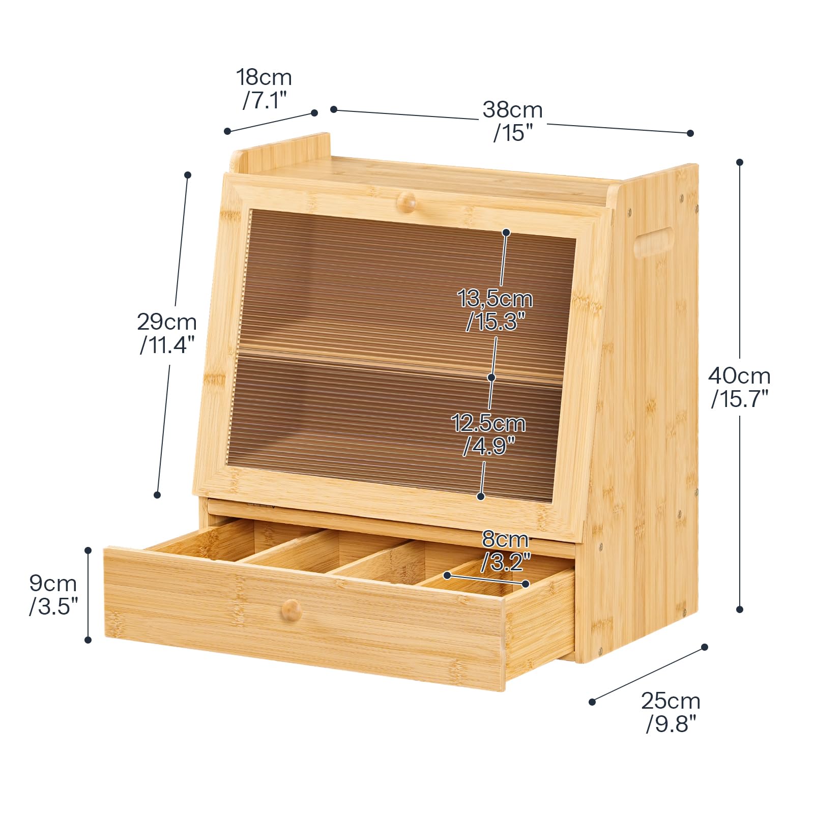 HOOBRO bread box bottom drawer stores utensils or snacks