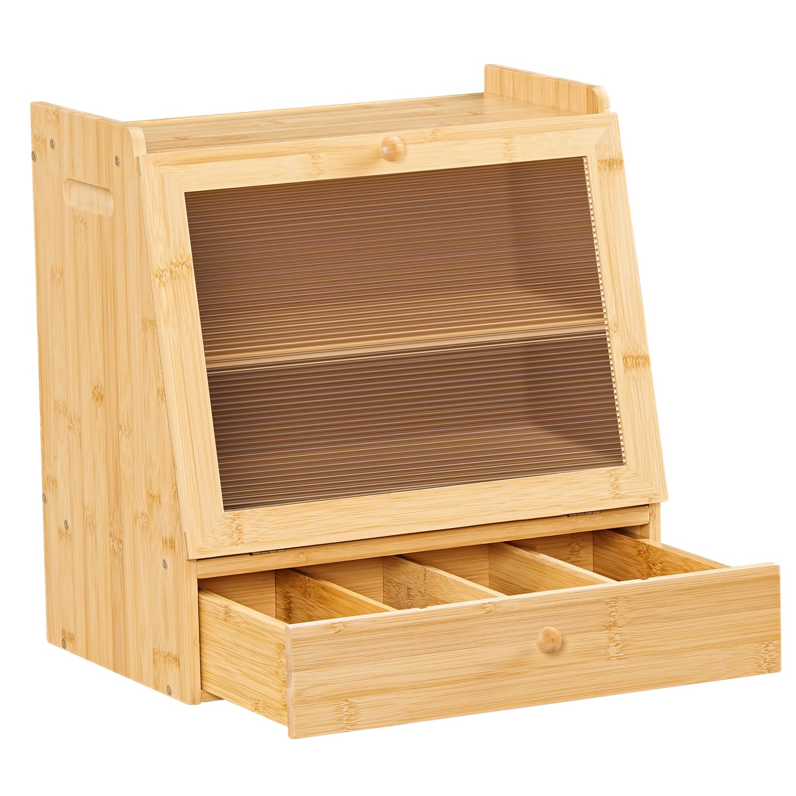 HOOBRO bamboo bread box compact counter storage for pastries