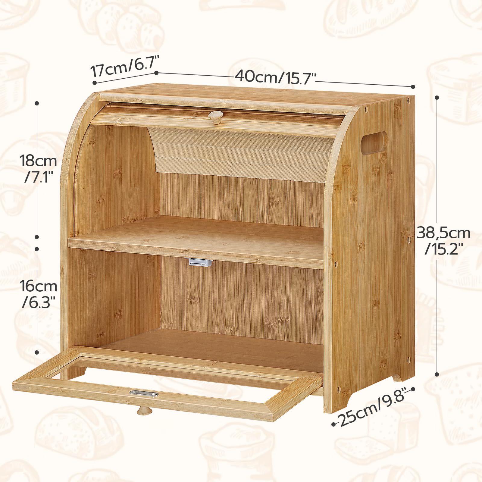 HOOBRO bamboo storage for fruits and vegetables on the counter