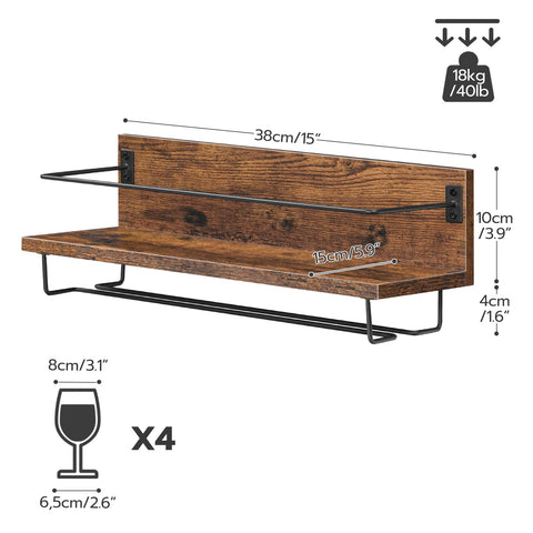 HOOBRO durable particleboard and metal frame provides sturdy wine and glass storage.