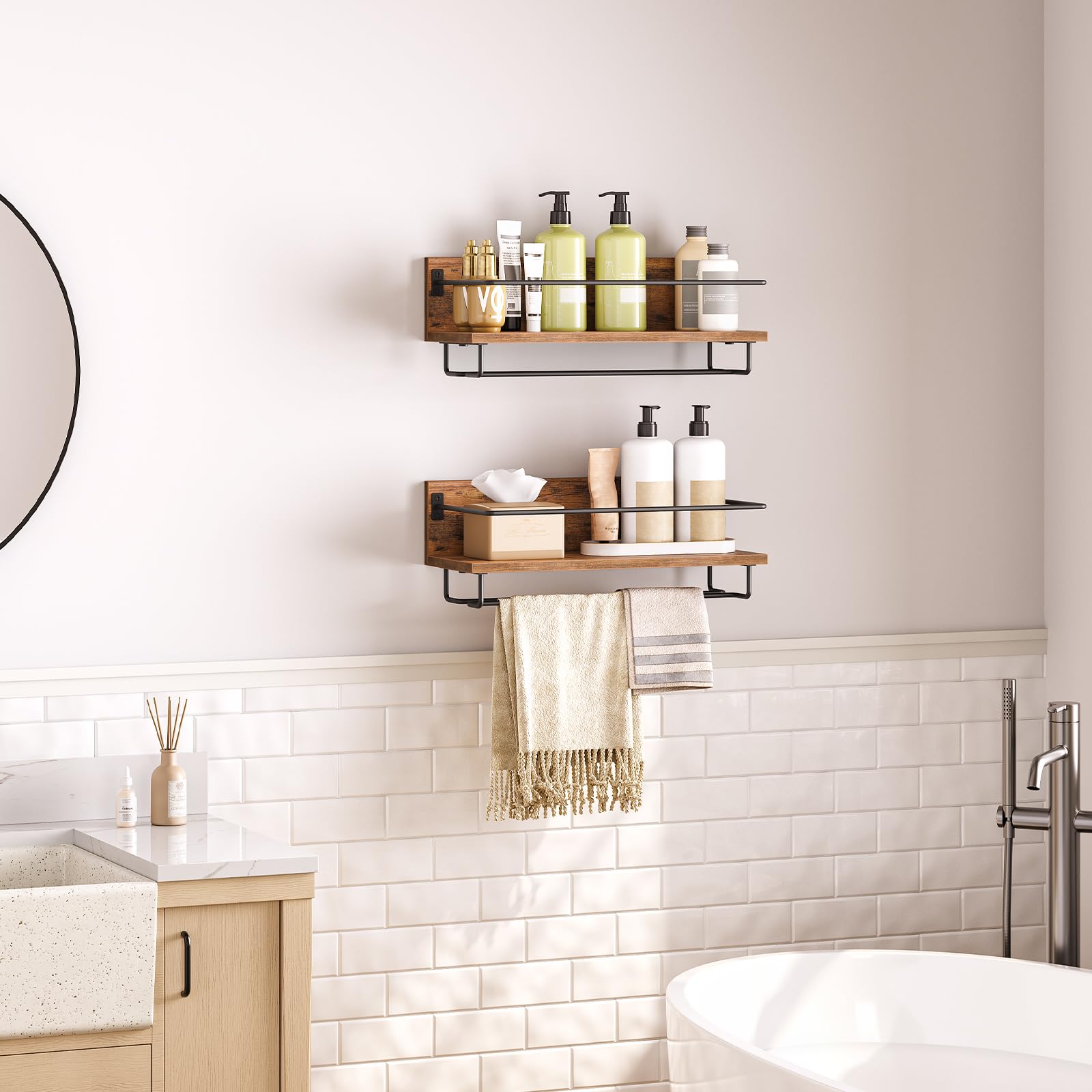 HOOBRO rustic brown and black finish adds warmth to living spaces.