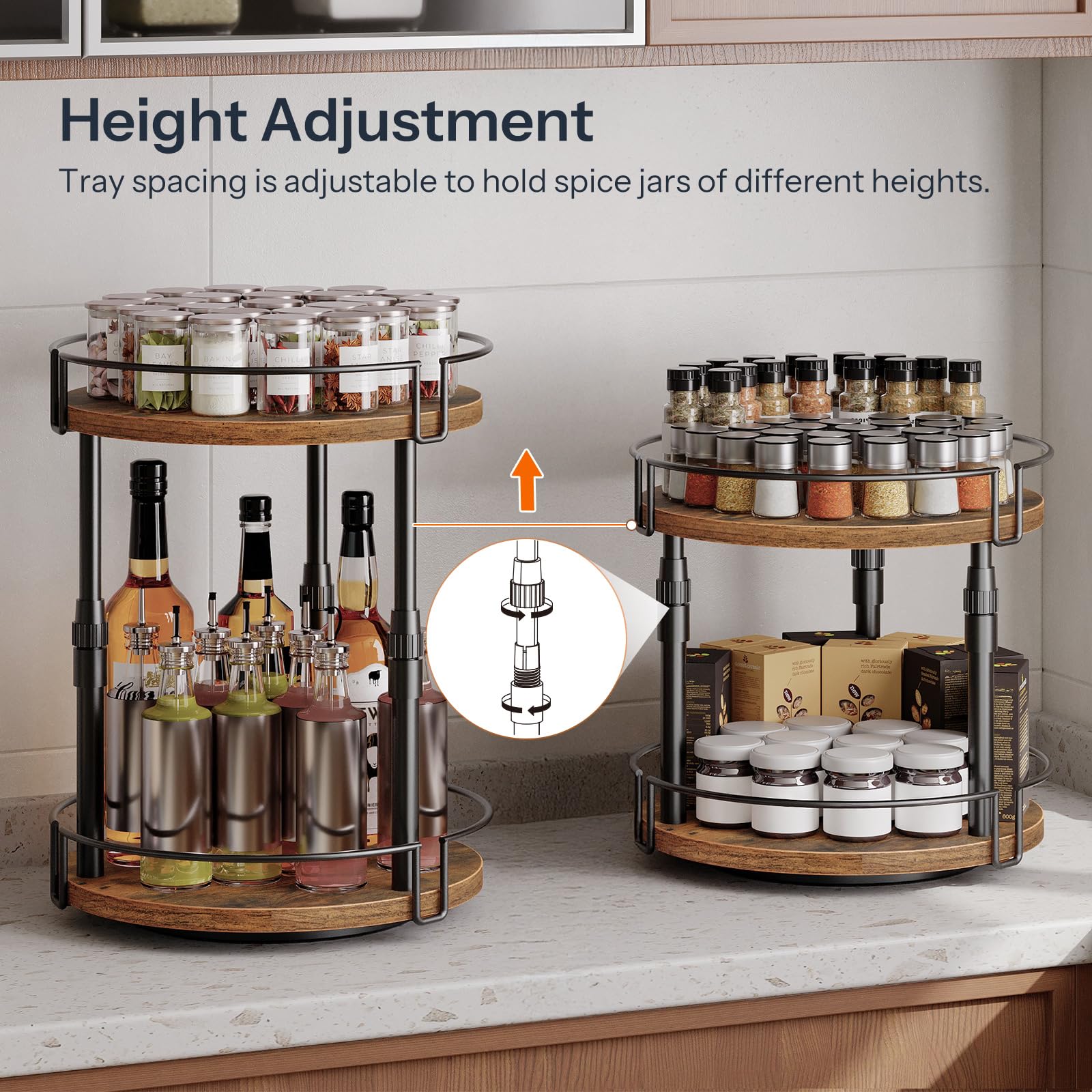 HOOBRO spice rack 360-degree rotation for easy access from any angle