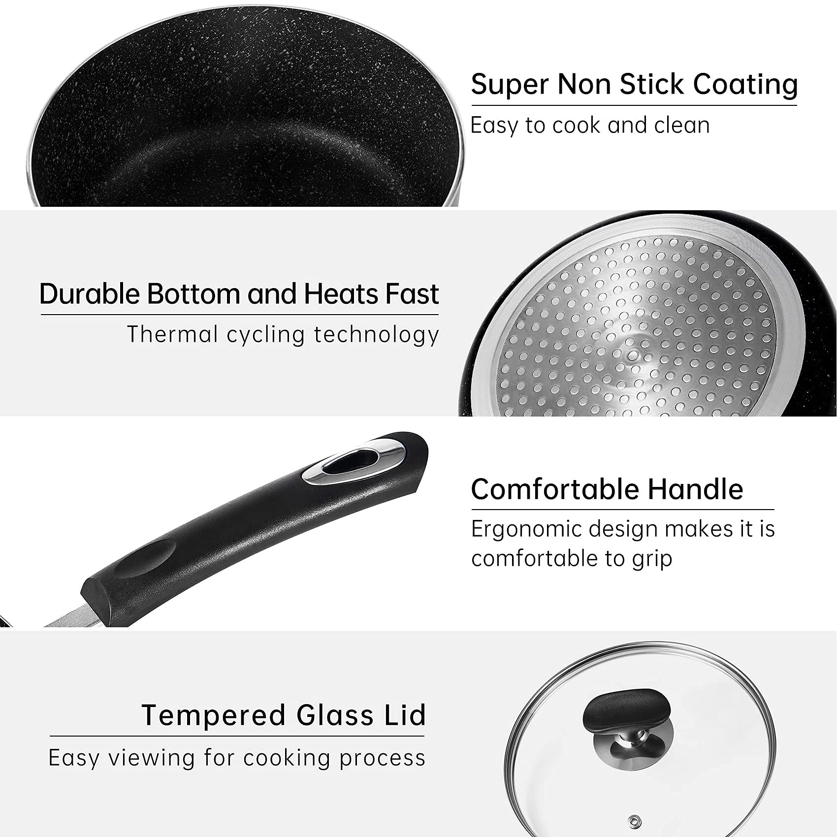 HooJay nonstick coating provides easy food release and simple cleanup.