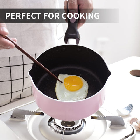HooJay 2qt saucepan on stove with lid ideal for simmering sauces.