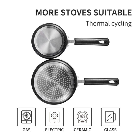HooJay 2qt saucepan with lid ideal for simmering soups.